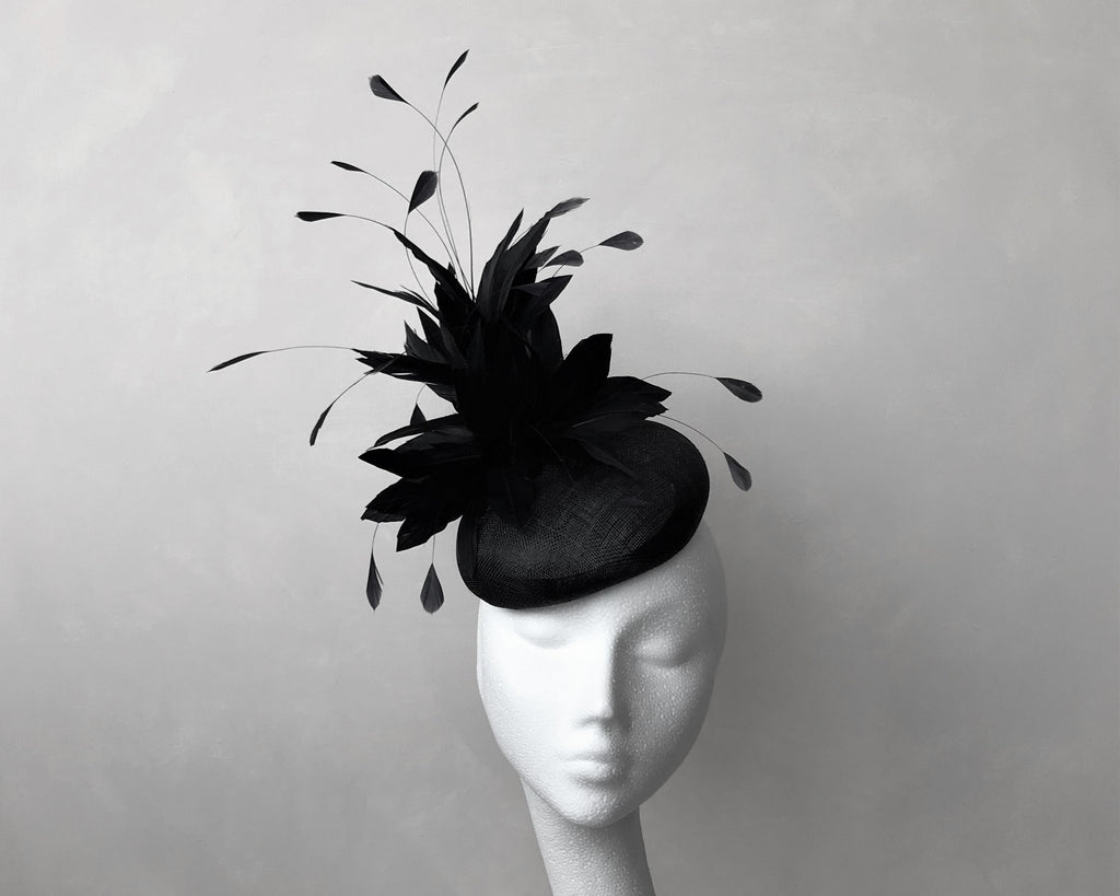 Florence Black Feathered Headpiece