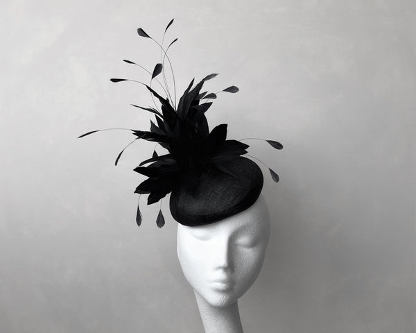 Florence Black Feathered Headpiece