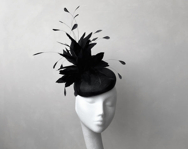 Florence Black Feathered Headpiece