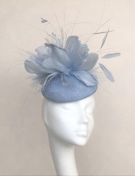 Cora Pale Blue Feathered Headpiece