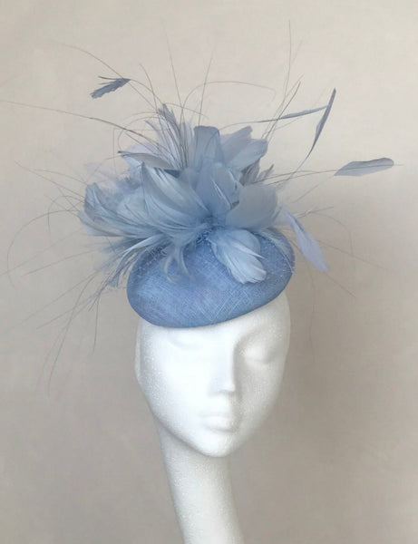 Cora Pale Blue Feathered Headpiece