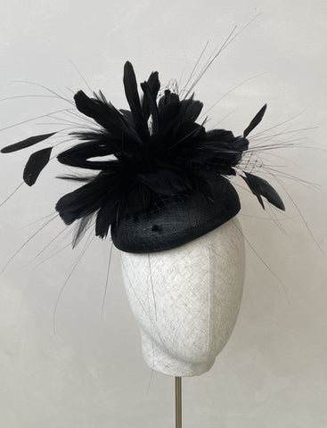 Cora Black Feathered Headpiece