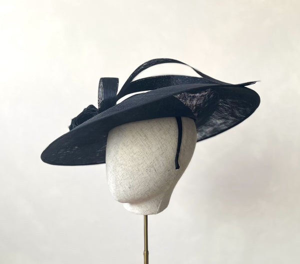 Winona Black Silk Floral Disc Hat