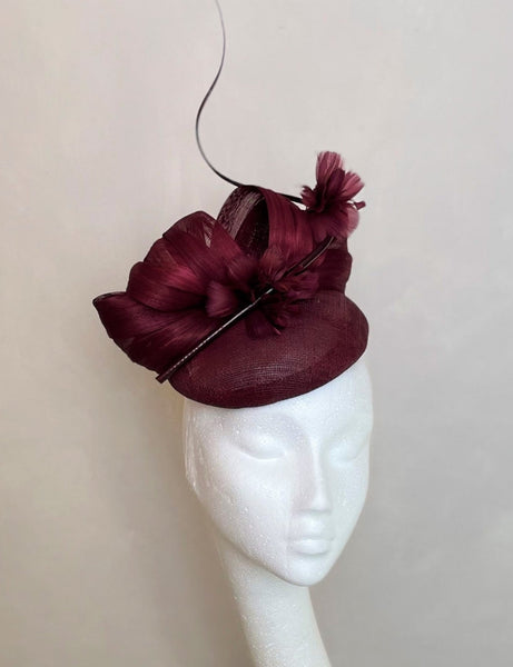 Margot Burgundy Abaca Headpiece