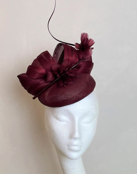 Margot Burgundy Abaca Headpiece