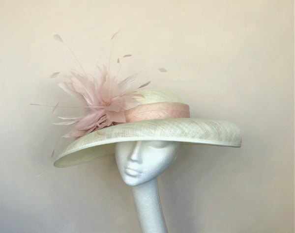 Claudia Pale Pink and Ivory Wide Brimmed Hat