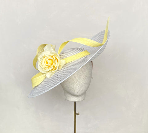 Open Weave White and Yellow Headpiece