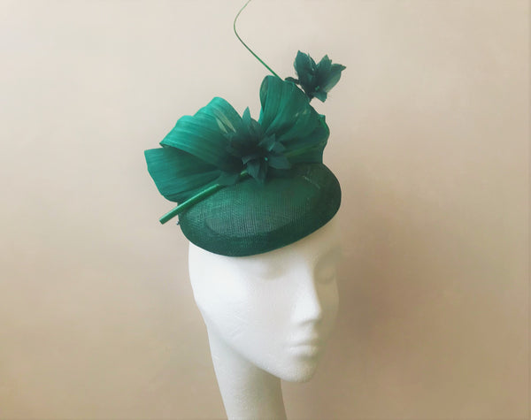 Margot Emerald Abaca Headpiece