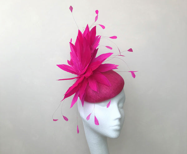 Florence Fuchsia Feathered Headpiece