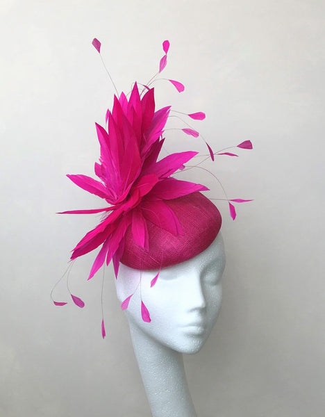 Florence Fuchsia Feathered Headpiece