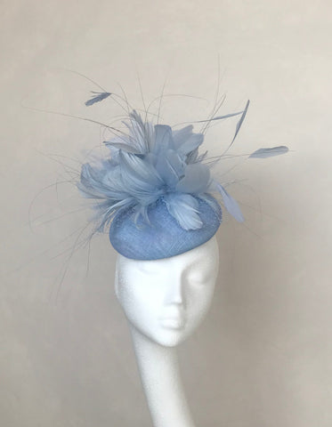 Cora Pale Blue Feathered Headpiece
