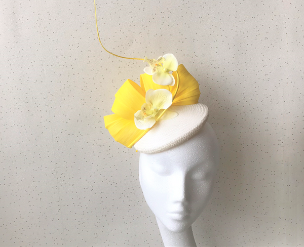 Margot Yellow and Ivory Abaca Headpiece