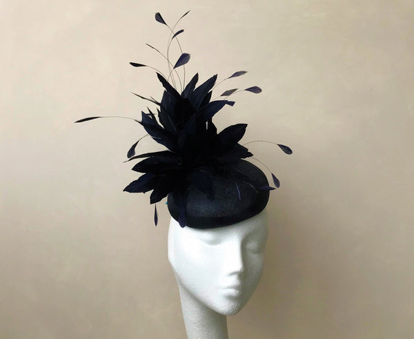 Florence Navy Feathered Headpiece