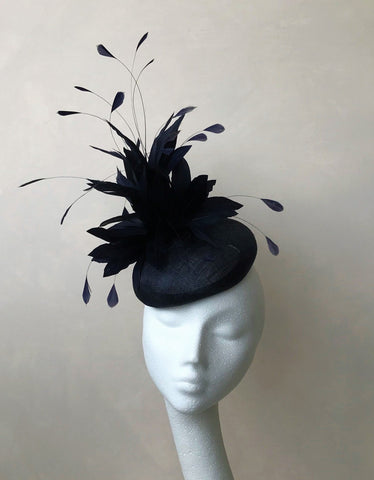 Florence Navy Feathered Headpiece