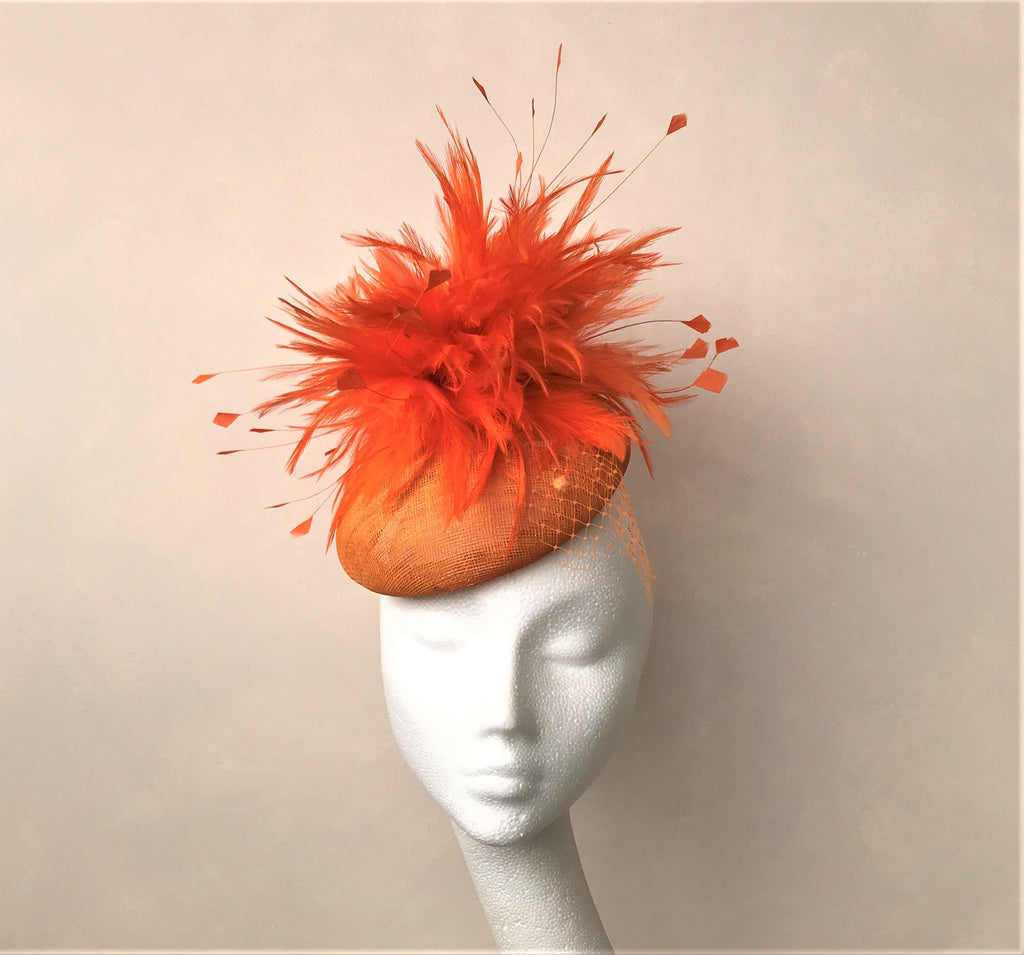 Bespoke Camel and Burnt Orange Headpiece