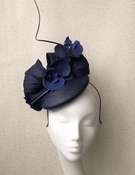 Margot Navy Abaca Headpiece