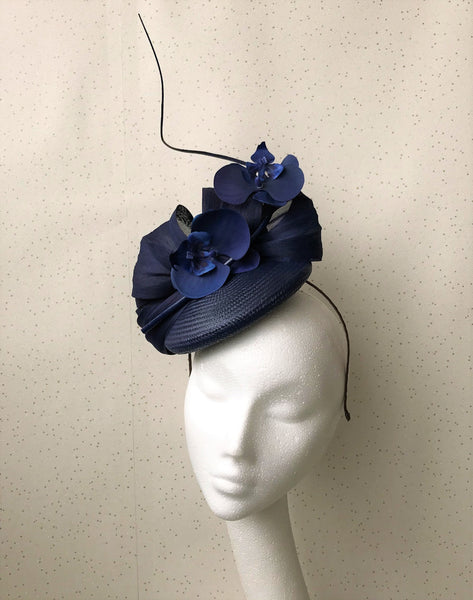 Margot Navy Abaca Headpiece