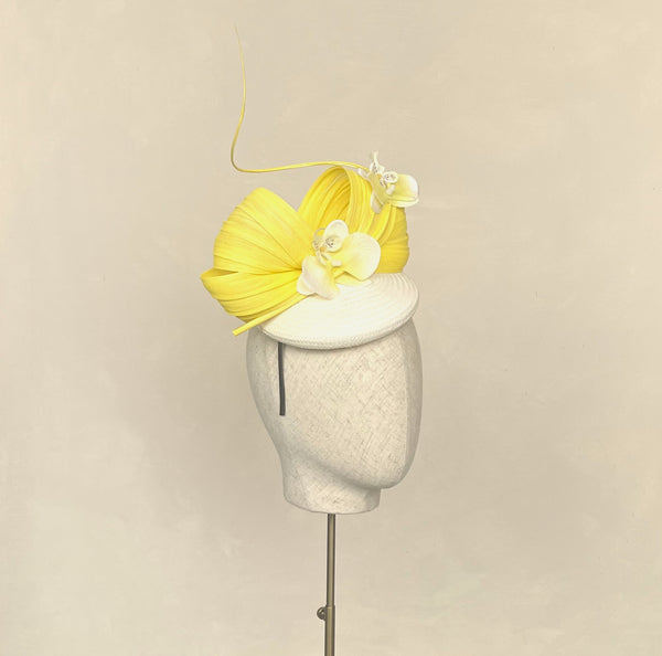 Margot Yellow and Ivory Abaca Headpiece
