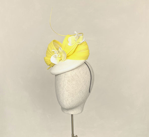 Margot Yellow and Ivory Abaca Headpiece