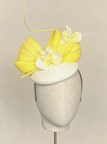 Margot Yellow and Ivory Abaca Headpiece