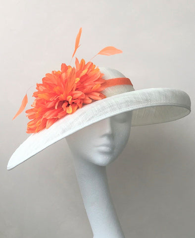 Claudia Ivory and Orange Wide Brimmed Hat