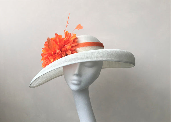 Claudia Ivory and Orange Wide Brimmed Hat