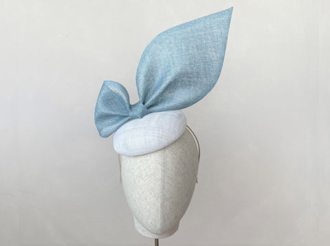Bespoke Pale Blue and Ivory Oversized Bow Headpiece