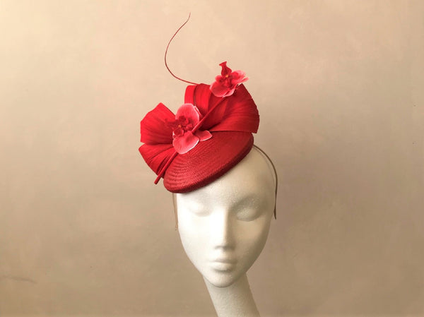 Margot Red Abaca Headpiece