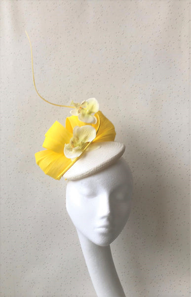 Margot Yellow and Ivory Abaca Headpiece