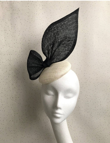 Diana Black and White Bow Headpiece