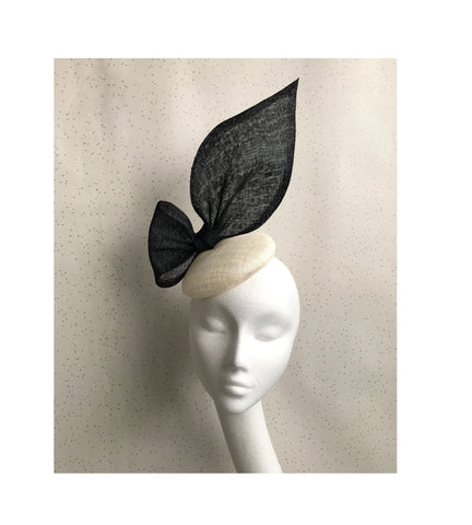 Diana Black and White Bow Headpiece