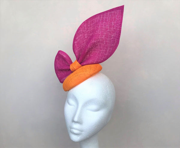 Diana Hot Pink and Orange Bow Headpiece