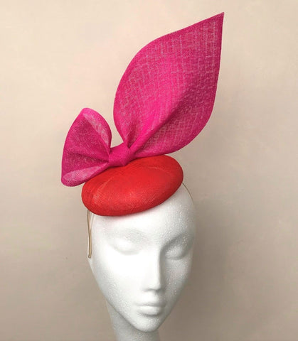 Diana Hot Pink and Red Bow Headpiece